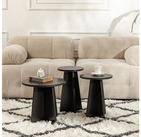 SADA 3x Odkladací stolík LUME pr. 28/33/43 cm čierna