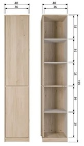 Modulárna skrinka v dekore duba v prírodnej farbe 40x199 cm Modulair – vtwonen