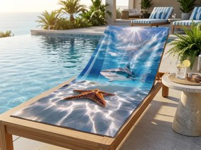 Rýchloschnúca XL plážová osuška AQUALIS modrá 100 x 180 cm, 100% mikrovlákno