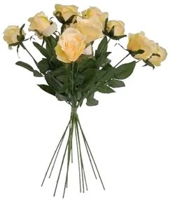Umelá kytica Ruží žltá, 67 cm, 12 ks