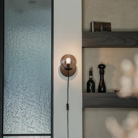 Art Deco nástenná lampa čierna a dymové sklo - Flore