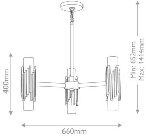 Elstead MARVELE6-AB-OPAL - Luster na tyči MARVELE 6xE14/40W/230V zlatý