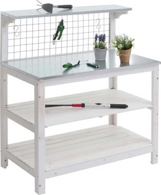 Stôl na rastliny HWC-N55, drevo - biela