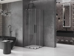Mexen Velar Duo, sprchový kút s posuvnými dverami 90(dvere) x 90(dvere) cm, 8mm číre sklo, grafitový profil, 871-090-090-02-66