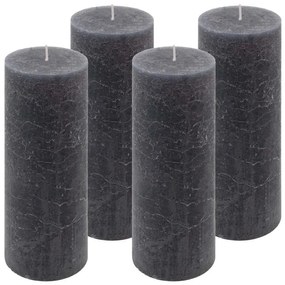 Antracit parafínová sviečka rustikálna 20 cm,90 h, sada 4 ks