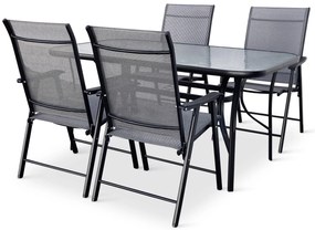 Záhradný jedálenský set Porto 150 cm + 4x kovová stolička Solano
