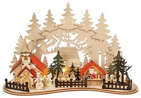 Solight LED vianočné mestečko s kostolom, 30 x 19 cm, 2x AAA