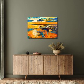 Obraz - Loďka pri západe slnka (70x50 cm)
