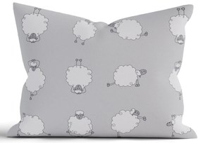 Bavlnená obliečka na vankúš Renforcé 70 × 90 cm - Ovečky Morning Yoga sivá