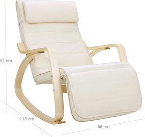 Hojdacie kreslo, relaxačné kreslo, opierka nôh nastaviteľná v 5 stupňoch, béžové