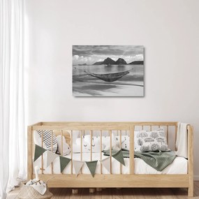 Sklenený obraz - Hojdacia sieť na pláži (70x50 cm)