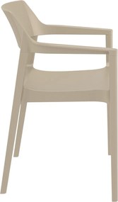 TULUM záhradná stolička s podrúčkami taupe