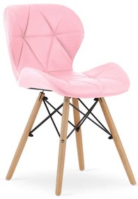 Set štyroch jedálenských stoličiek LAGO ekokoža - ružové (hnedé nohy) 4ks