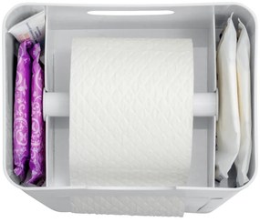 Biely plastový stojan na toaletný papier so štetkou Imon – Wenko