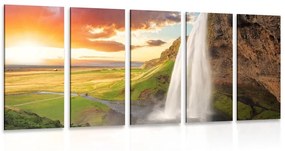 5-dielny obraz majestátny vodopád na Islande - 200x100