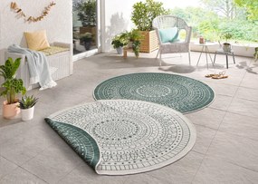 NORTHRUGS - Hanse Home koberce Kusový koberec Twin-Wendeteppiche 103103 creme grün – na von aj na doma - 240x240 (priemer) kruh cm