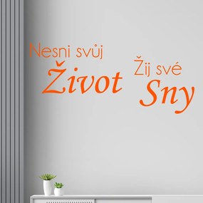 Veselá Stena Samolepka na stenu na stenu Nesnívaj svoj život, ži svoje sny Farba: čierna