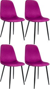 Sada 4 ks jedálenských stoličiek Maryam zamat - fialová