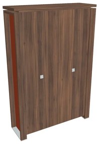 Vysoká skriňa Verno+ S 140 x 46 x 210 cm, orech / oranžová