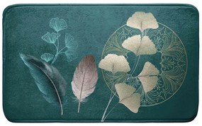 Tyrkysová kúpeľňová predložka 45x75 cm Ginkoblue – douceur d'intérieur