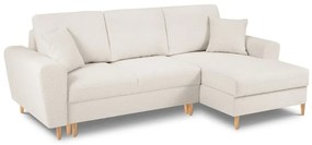 Béžová rozkladacia/s úložným priestorom rohová pohovka z textílie buklé (pravý roh/s leňoškou) Kyoto – Cosmopolitan Design