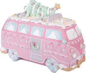 Vianočné dekorácie retro minibus so stromčekom Pastel Christmas Chic - 26*13*19 cm