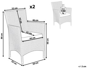 Sada 2 záhradných stoličiek z umelého ratanu hnedá ITALY Beliani