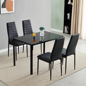 Jedálenský set 4x stolička + stôl Catina Austin - Čierna