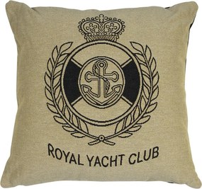 Béžovo-čierny gobelínový vankúš Royal Yacht Club - 45*45*16cm