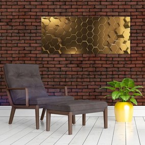 Obraz - Zlaté hexagóny (120x50 cm)