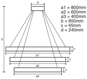 LED Stmievateľný luster na lanku LED/220W/230V 3000-6500K + diaľkové ovládanie
