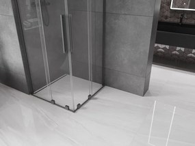 Mexen Velar L Duo, sprchový kút s posuvnými dverami 90 x 90 cm, 8mm číre sklo, brúsený grafit, 871-090-090-02-03-95