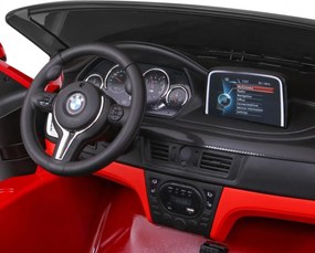 Ramiz Elektrické autíčko BMW X6M XXL pre 2 deti lakované červené SUV + diaľkové ovládanie + ekokoža