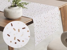 Biante Bavlnený behúň na stôl Sandra SA-396 Hnedo-béžové konfety na bielom 20x160 cm