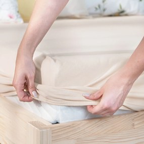 Goldea plachta jersey s napínacou gumou - béžová 90 x 200 cm