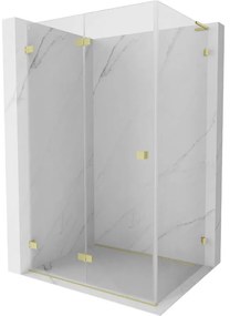 Mexen Lunar-F L, skladací sprchový kút ľavý 95 x 80 cm, 8mm číre sklo, zlatý matný profil, 836L-095-080-55-00-L