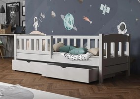 Detská posteľ z masívu borovice BEN so šuplíkmi - 200x90 cm - BIELA