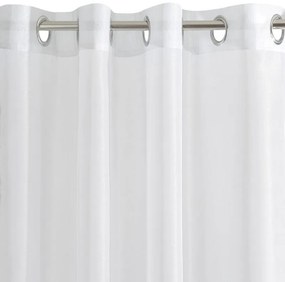 Biela záclona na krúžkoch ESEL vyrobená z hladkej lesklej látky 350x250 cm