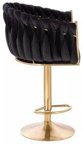 LuxuryForm DESIGN Barová stolička NORDEN VELUR na zlatom tanieri - čierná