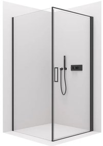 Cerano Porte, 1-krídlový sprchovací kút 90x80 cm, 8mm číre sklo, čierny profil, CER-CER-413576