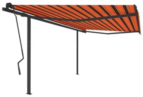 Ručne zaťahovacia markíza so stĺpikmi 4,5x3,5 m oranžovo-hnedá 3070240