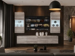 Obývacia stena 200 cm Belini šedý antracit Glamour Wood Imperium7  IMP 7/5/W/GW1/0/0
