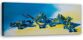 Obraz na plátně Modré žáby - 120x40 cm