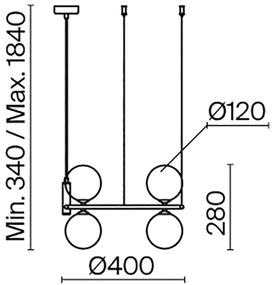 Maytoni MOD013PL-04BS1 - Luster na lanku RING 4xG9/25W/230V zlatá