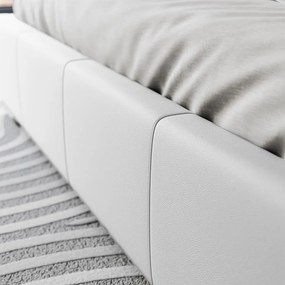 LUISI 140X200 ČALÚNENÁ MANŽELSKÁ POSTEĽ BIELA EKO-KOŽA S ÚLOŽNÝM PRIESTOROM