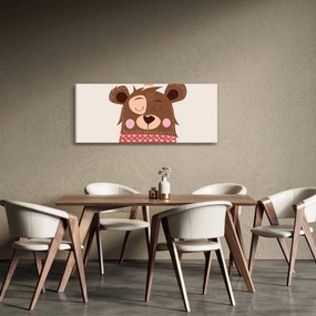 Obraz - Medvedík s červeným šálom (120x50 cm)