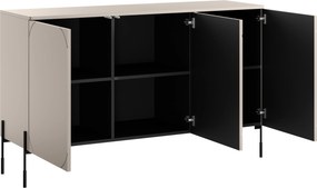 Komoda Sonatia 150 cm - kašmírová / čierna