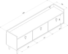 TV stolík PIENA 160 cm, biely
