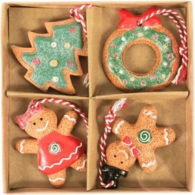Sada 4 ks vianočných ozdôb GINGERBREADS 6 cm