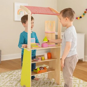 Veľký drevený stánok pre deti s terminálom a váhami ovocie zelenina 20 položiek ECOTOYS